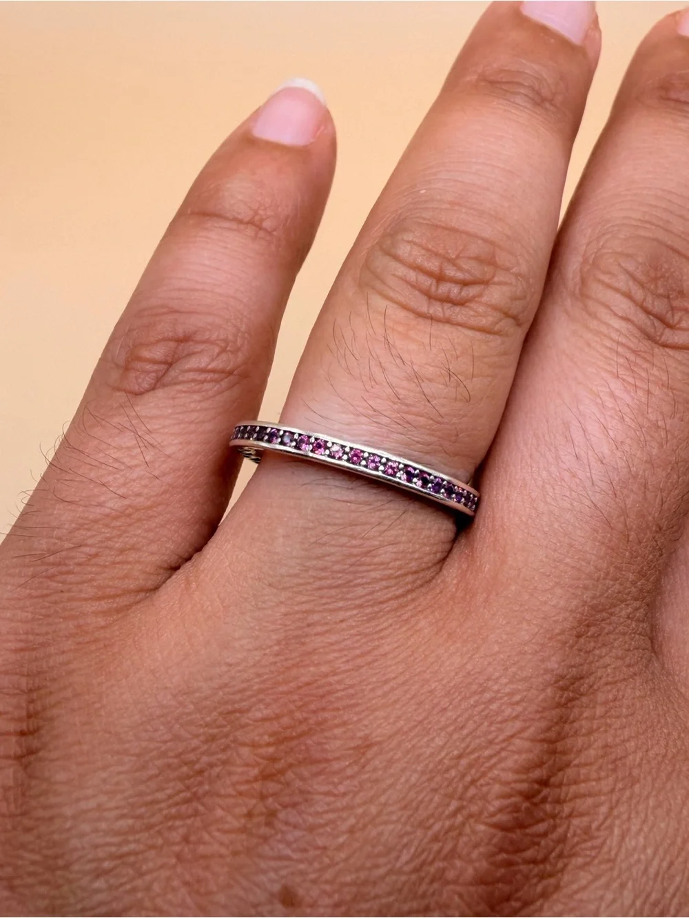 925 Sterling Silver Cz & Enamel Pandora Ring Size 8.25.